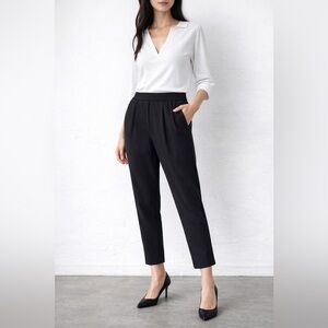 Babaton Black Pants XS Cohen Pull On Crepe Slim Ankle Crop Stretch Career Japan